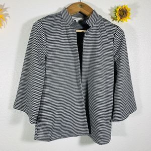 Rose + Olive Black White Houndstooth Pattern Pocket Blazer Jacket Size Medium